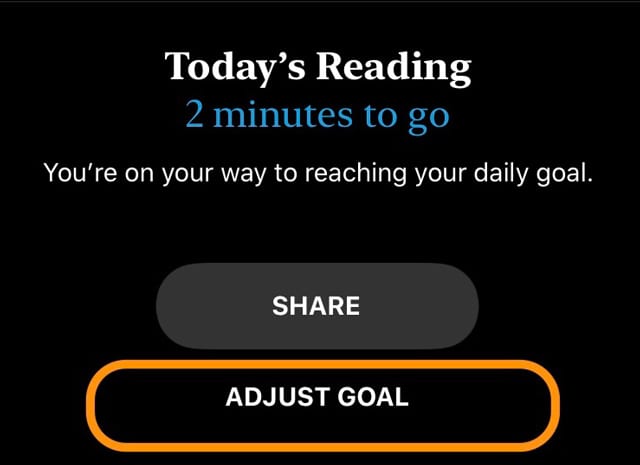 adjust reading goal in apple books iOS 13 and iPadOS
