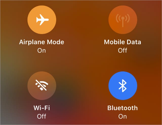 Airplane mode turned on from iPhone Control Center
