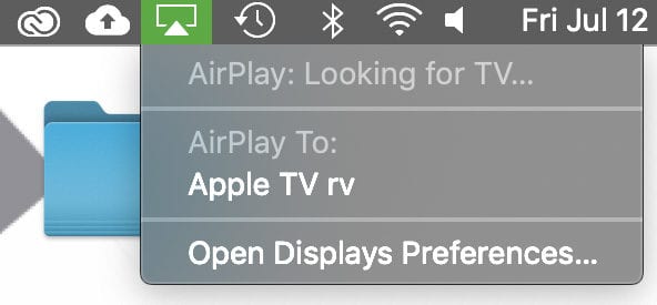 mac top menu AirPlay icon