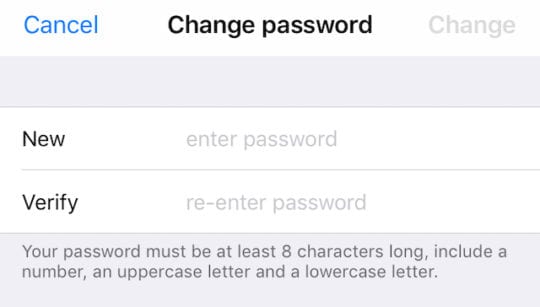 Change Apple ID password on iPhone
