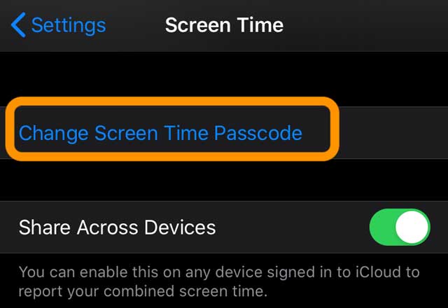iPadOS and iOS change screen time passcode