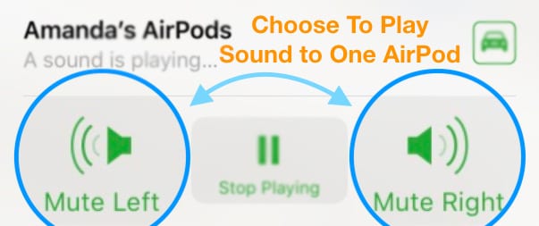 mute one AirPod only for Find My iPhone App iOS 12
