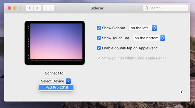 connect your iPad to your Mac using Sidecar System Preference Settings