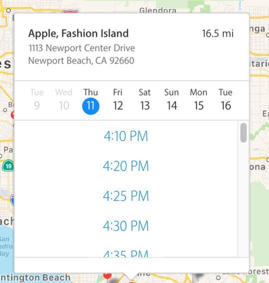 Apple Store Appointment date and time via apple support website