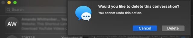 delete a Message App Conversation on Mac with macOS