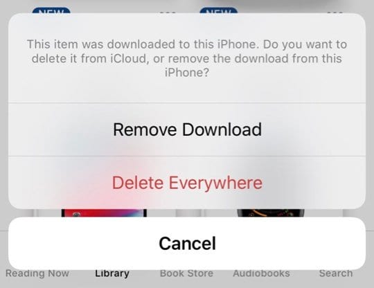 remove or delete book from Apple Books App