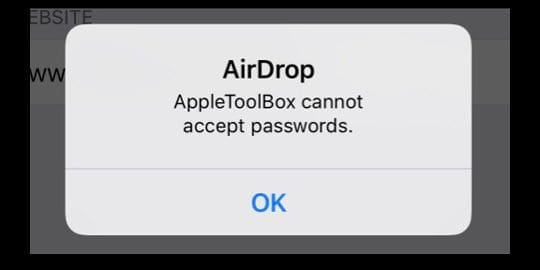 cannot accept AirDrop passwords