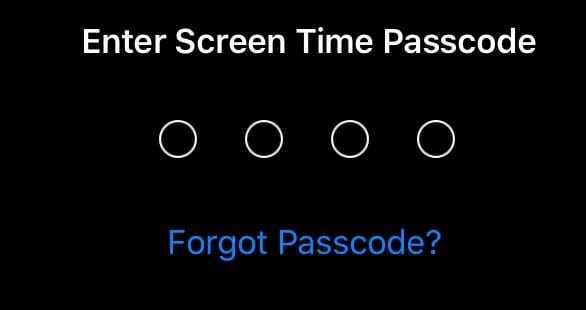 forgot screen time passcode Apple ID option to reset