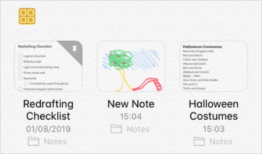 Gallery view in Notes in iPadOS and iOS 13