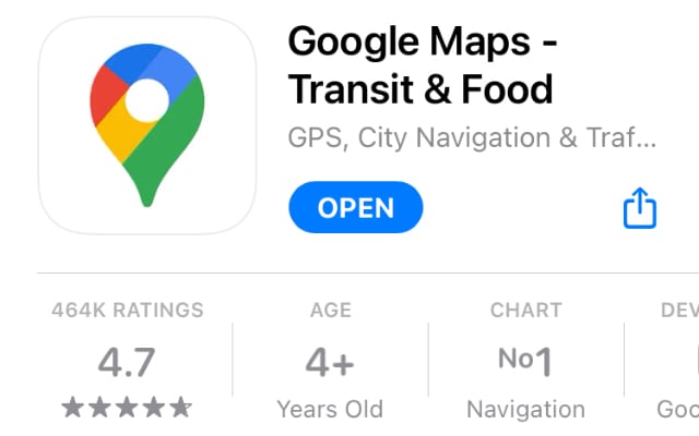Google Maps in App Store