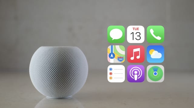 HomePod mini with available app icons
