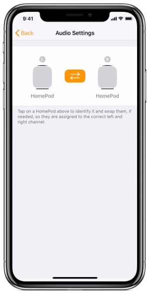 HomePod set left and right for stereo pair