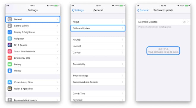  how to navigate to the Software Update Settings on iPhone