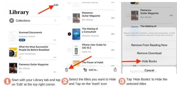 How to Hide books in iOS 12