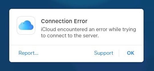 iCloud could not connect to servers