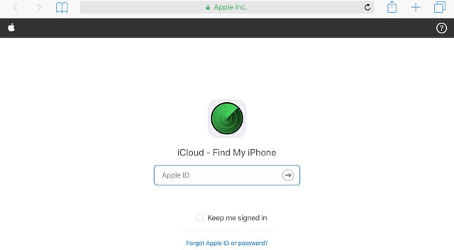 iCloud.com Find MY iPhone page