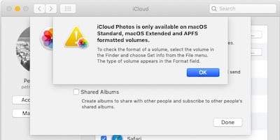 iCloud Photos and APFS Volume error