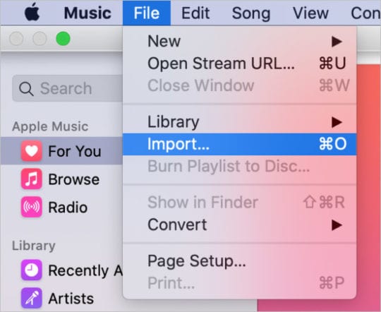 Import option for Apple Music app