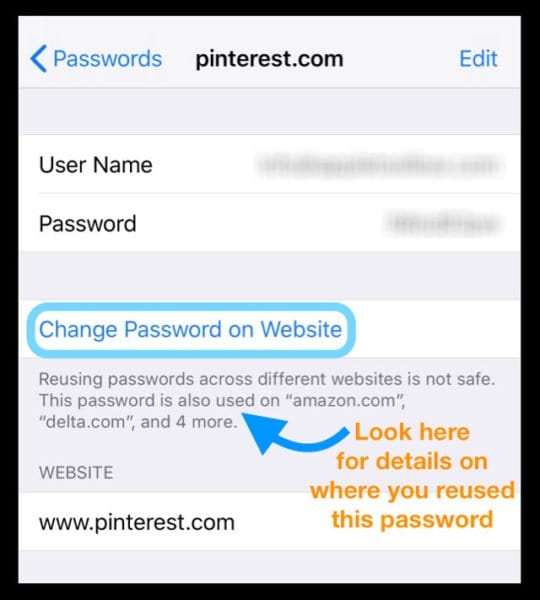How To change a password you already used on iPhone or iPad with iOS 12