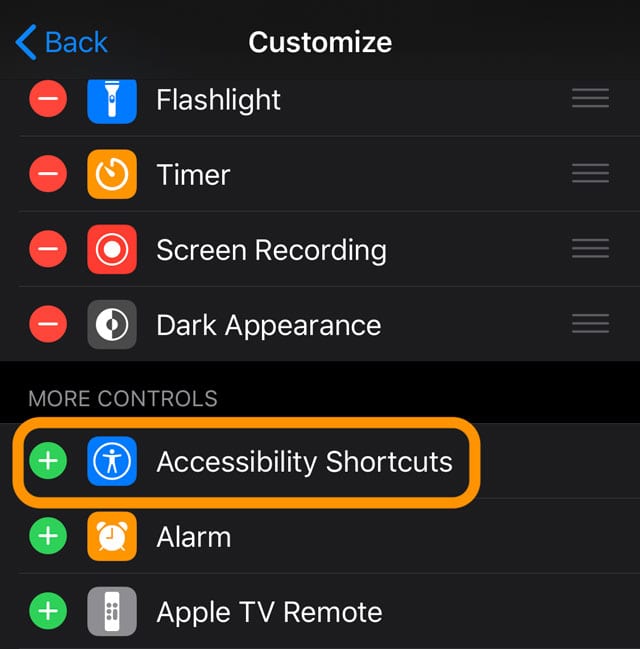 Accessibility Shortcut iOS