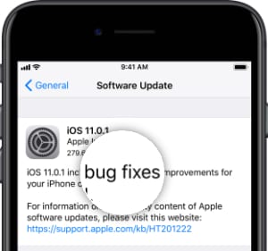 iOS Software Update listing bug fixes in the notes