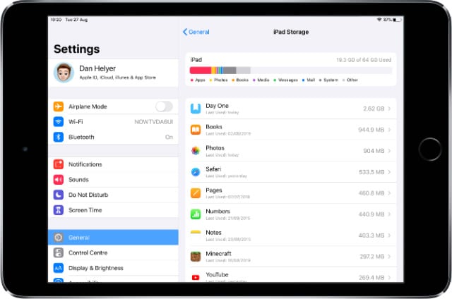 iPad mini showing iPad Storage in Settings with Other storage