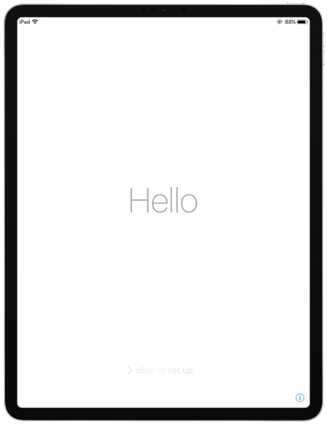iPad Pro Hello Set Up Screen
