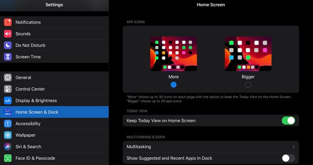 Home screen & Dock settings on iPadOS