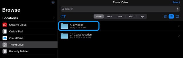 videos on external drive in iPadOS and iOS13