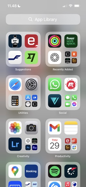 A screenshot showing the App Library on iPhone