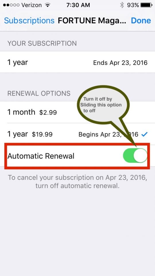 Cancel Automatic Magazine subscriptions on iTunes