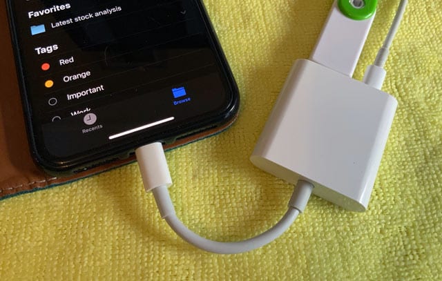 connect your external drive using a lightning adapter