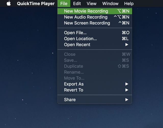 New Movie Recording in Quicktime