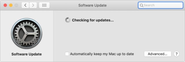 macOS checking for software updates in System Preferences