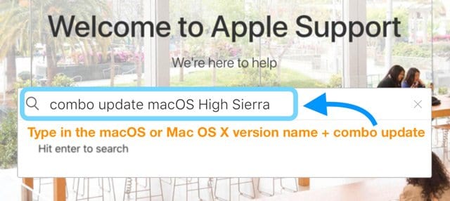 search for combo update at apple support website