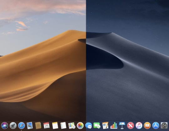 macOS Mojave dark mode split-screen