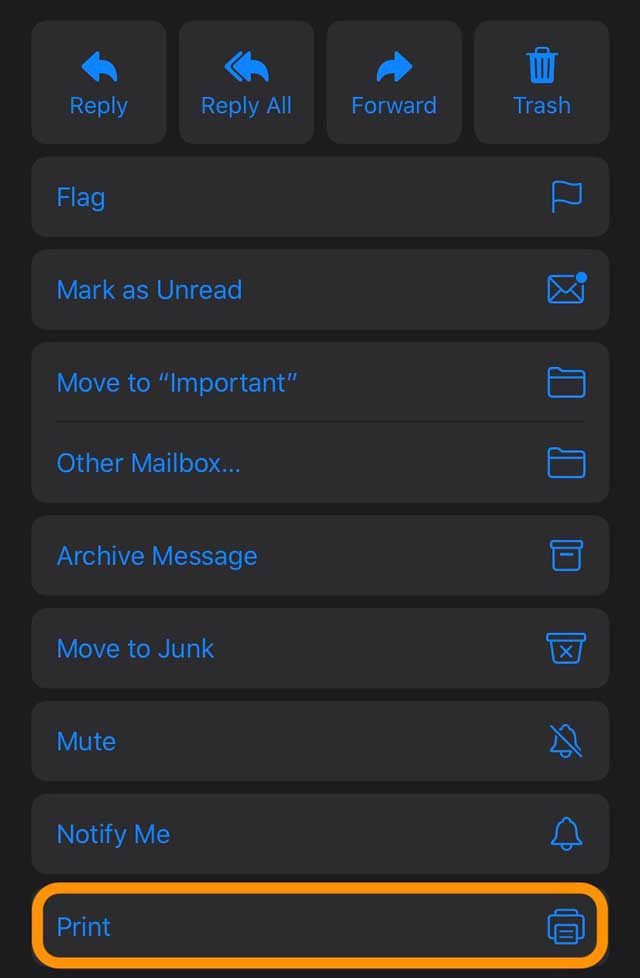 Mail app reply button actions