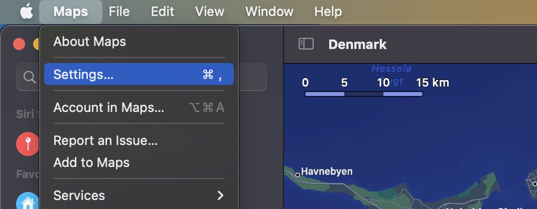 Maps Settings Mac Screenshot