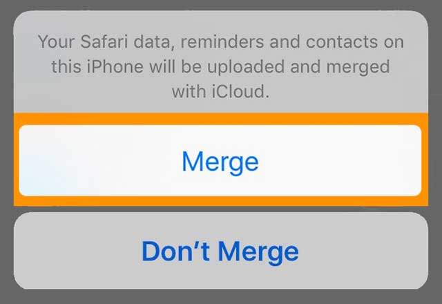 merge iPhone data with iCloud