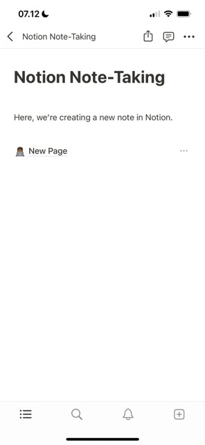 New Page Embedded in Notion Screenshot