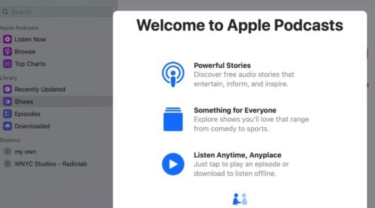 Podcast app in macOS Catalina 