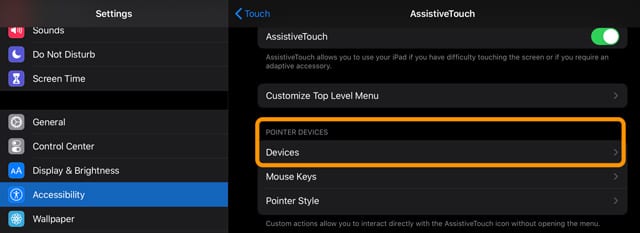 select a mouse in accessibility settings under pointer devices