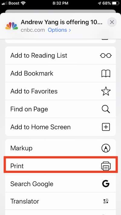 How to Print from Safari on iOS 13
