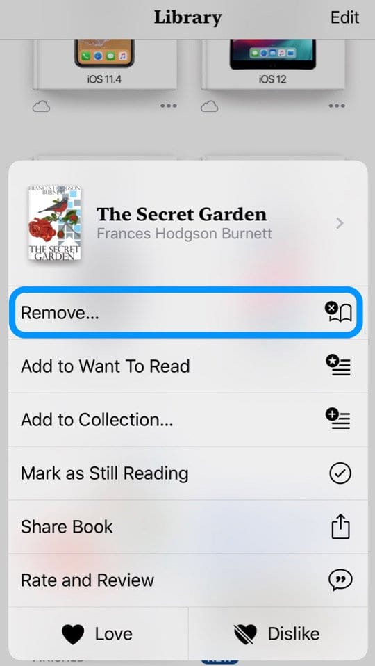 Remove Option from Apple Books App