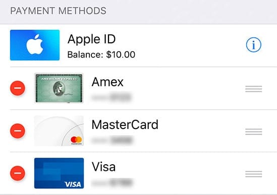 delete a payment method from Apple ID on iPhone