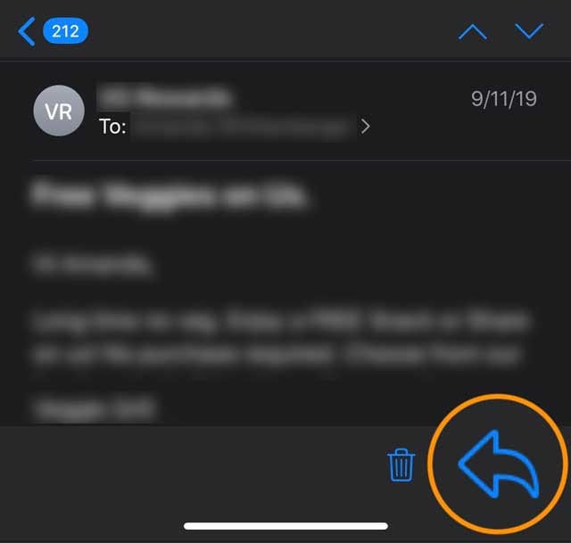 reply button in Mail app iOS 13 and iPadOS
