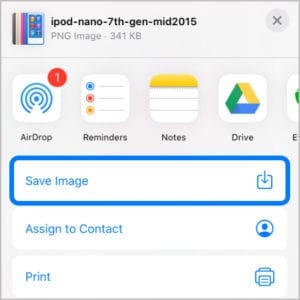 Save Image option in Share Sheet