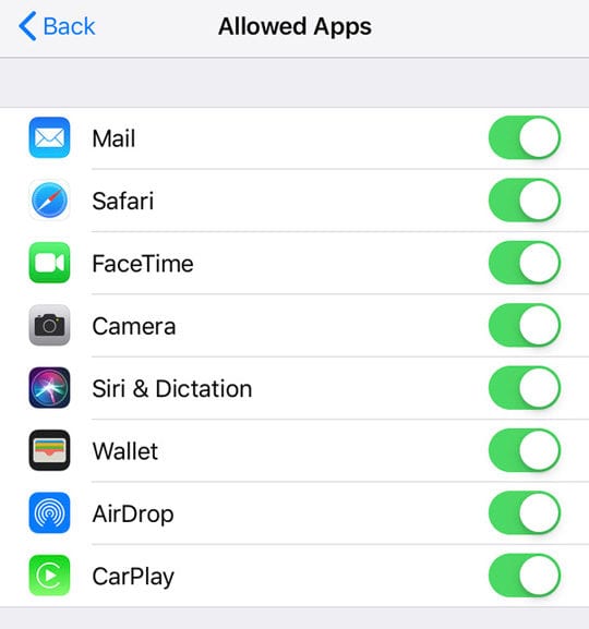 Allowed Apps in Screen Time iOS 12 iPhone