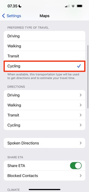 Select Cycling iPhone Screenshot