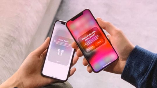 Share Audio with AirPods tapping iPhones together